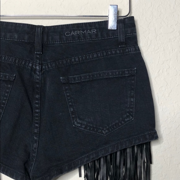 💕SOLD💕 Carmar Fringe High Rise Denim Shorts - Picture 3 of 8